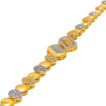 Lavish Dual Leaf 22k Gold CZ Bracelet