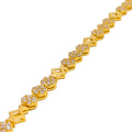 Sparkling Floral CZ Trio 22k Gold Bracelet