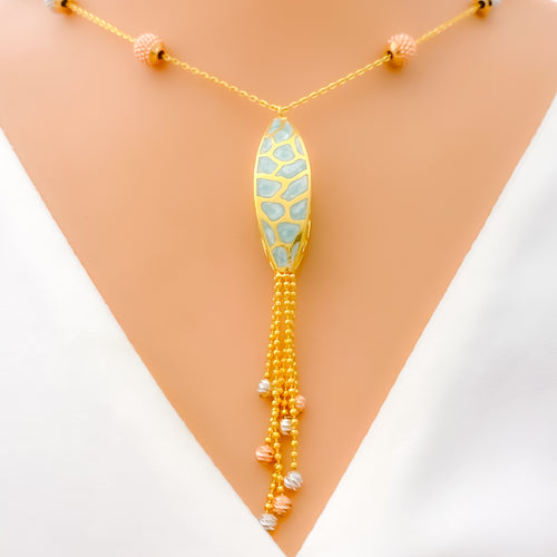 Gorgeous 22k Gold Turquoise Meena Necklace