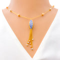 Majestic Dangling Chain 22k Gold Meena Necklace 