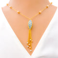 Ritzy Blue 22k Gold Pastel Meena Necklace 