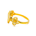 Stylish Striped Clover 22K Gold Ring 