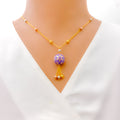 Elegant Lavender 22k Gold Pastel Enamel Necklace 