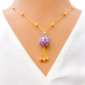 Elegant Lavender 22k Gold Pastel Enamel Necklace 