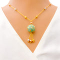 Charming Sea Green 22k Gold Enamel Necklace 