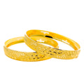 Classic Alluring Checkered 22k Gold Bangle Pair 