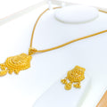 Glistening Fine Beaded 22k Gold Pendant Set 