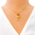 Special Checkered Peacock 22k Gold CZ Necklace Set 