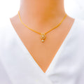 Intricate Rectangular 22k Gold CZ Necklace Set