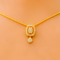 Intricate Rectangular 22k Gold CZ Necklace Set