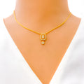 Intricate Rectangular 22k Gold CZ Necklace Set