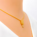 Intricate Rectangular 22k Gold CZ Necklace Set