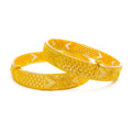 Glimmering Floral 22k Gold Netted Bangle Pair 