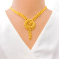 Unique Spiral Leaf 22K Gold Necklace Set 
