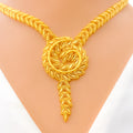 Unique Spiral Leaf 22K Gold Necklace Set 