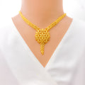 Sparkling Floral Cluster 22K Gold Necklace Set 