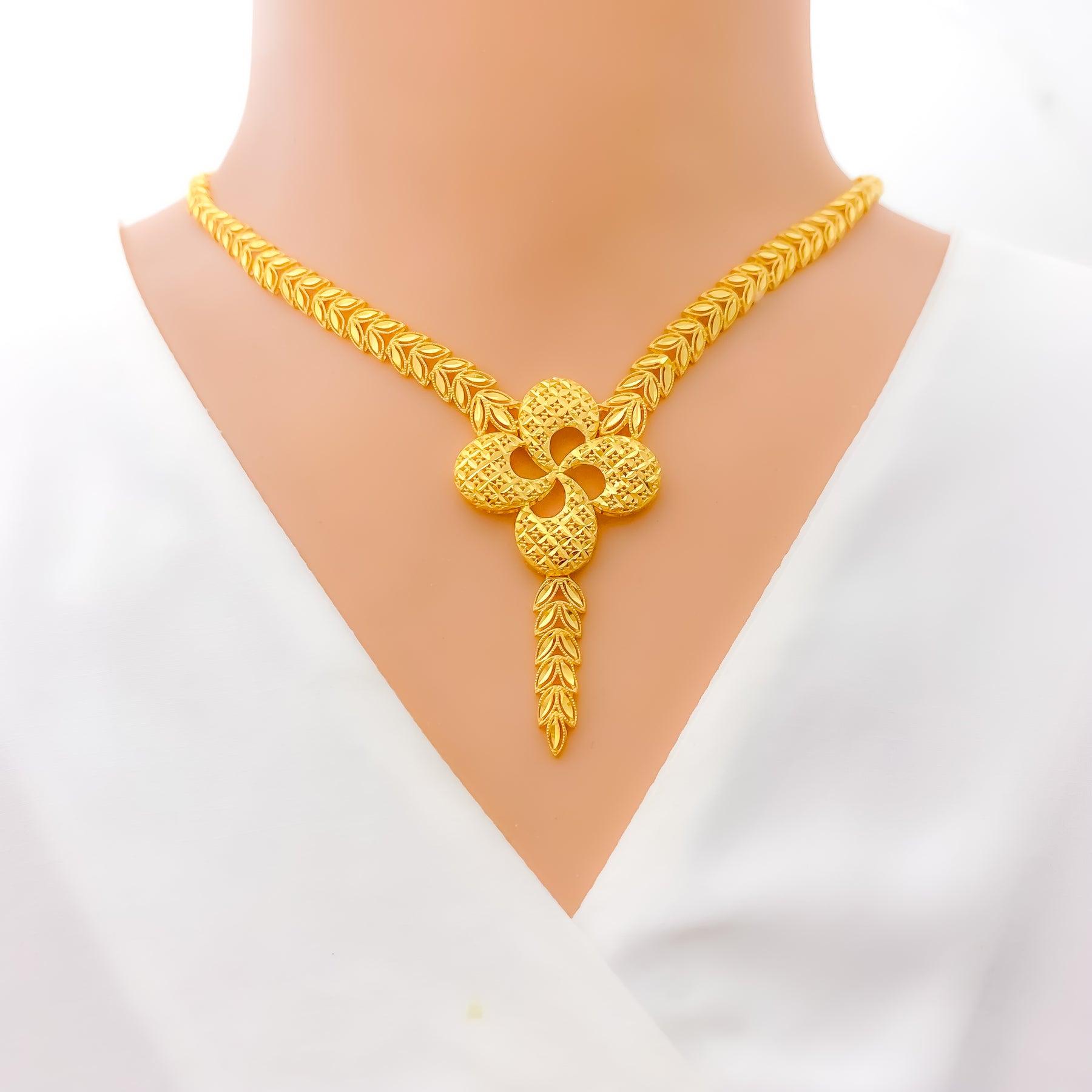 1 Gram Gold Plated Flower Artisanal Design Necklace Set For Ladies - Style  A407 – Soni Fashion®