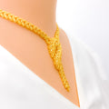 Dangling Leaf 22K Gold Necklace Set 