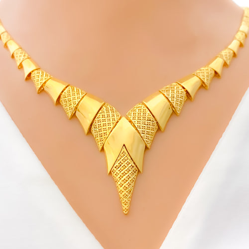 Modern Contemporary 22K Gold Necklace Set 