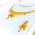 Ornamental Paisley Adorned 22k Gold Necklace Set 