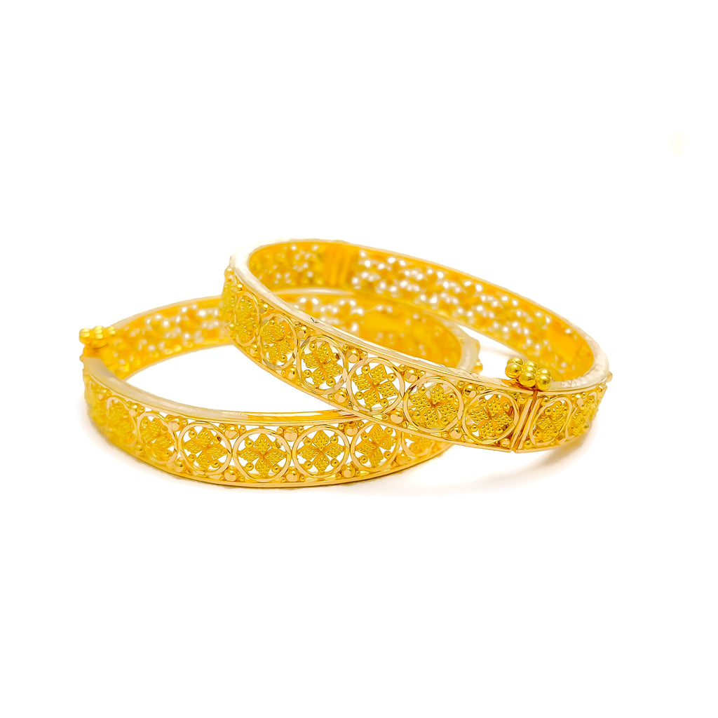 Traditional Checkered Flower 22k Gold Baby Bangles – Andaaz Jewelers
