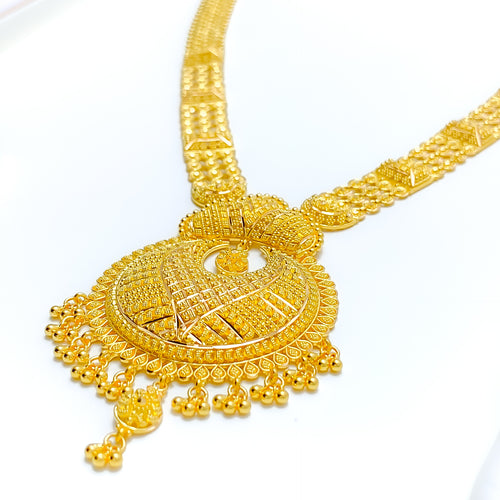 Royal Traditional Tasseled 22k Gold Long Necklace Set 