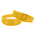 Tapering Floral 22k Gold Baby Bangle Pair 
