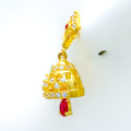Dressy Leaf Accented 22k Gold Jhumki Earrings