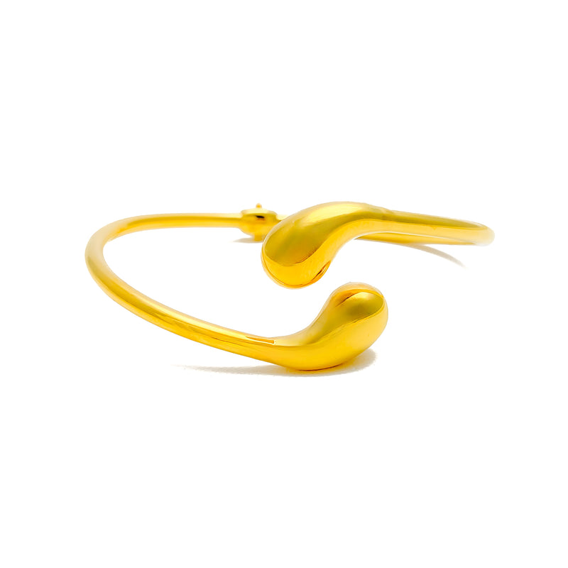 Glossy Glowing 21k Gold Open Bangle Bracelet