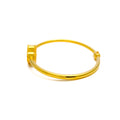 Reflective Striped Clover 21k Gold Bangle Bracelet 