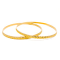 Reflective Wavy Textured 22k Gold Bangle Pair