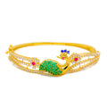 Extravagant Beautiful Peacock 22k Gold CZ Bangle Bracelet