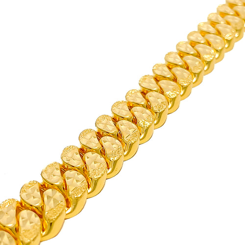 Hollow Sand-Finish 22K Gold Men's Bracelet 