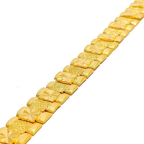 Reflective Multi Textured 22K Gold Men's Bracelet 