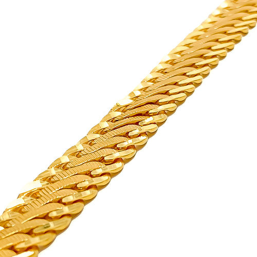 Striped Dual Cuban Link 22K Gold Men's Bracelet