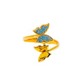 Beautiful Overlapping Butterfly 21k Gold CZ Ring