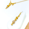 Delicate Decorative 22k Gold CZ Tasseled Necklace Set