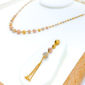 Vibrant Multi-Tone 22k Gold Orb Necklace Set 