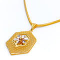 Radiant Floral Honeycomb 22K Gold Pendant 