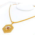 Radiant Floral Honeycomb 22K Gold Pendant 