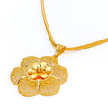 Delicate Netted Fancy Floral 22K Gold Pendant 