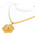 Delicate Netted Fancy Floral 22K Gold Pendant 