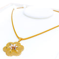 Vibrant Triple Layered Floral 22K Gold Pendant 