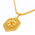Majestic Hexagonal Mesh 22K Gold Pendant 