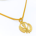 Textured Graceful 22k Gold Khanda Pendant
