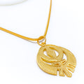 Extravagant Textured 22k Gold Khanda Pendant