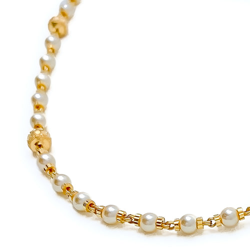 Disco Shimmery 22k Gold Pearl Necklace - 16"