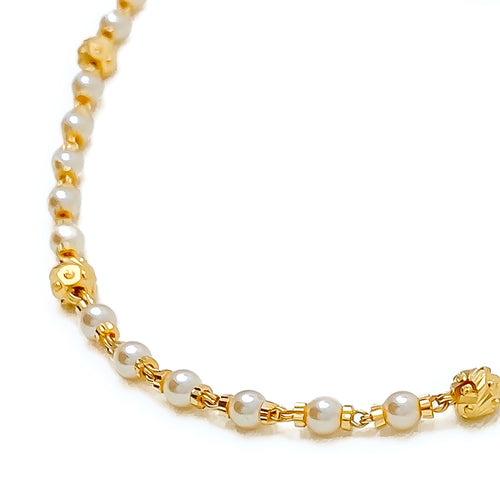 Gorgeous Glowing 22k Gold Pearl Necklace - 16"