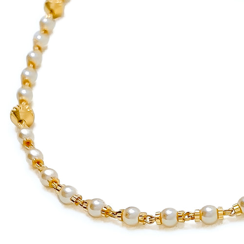 Graceful Dressy 22k Gold Pearl Necklace - 16"