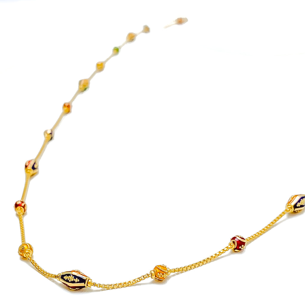 Long Barrel 22k Gold Orb Chain - 26
